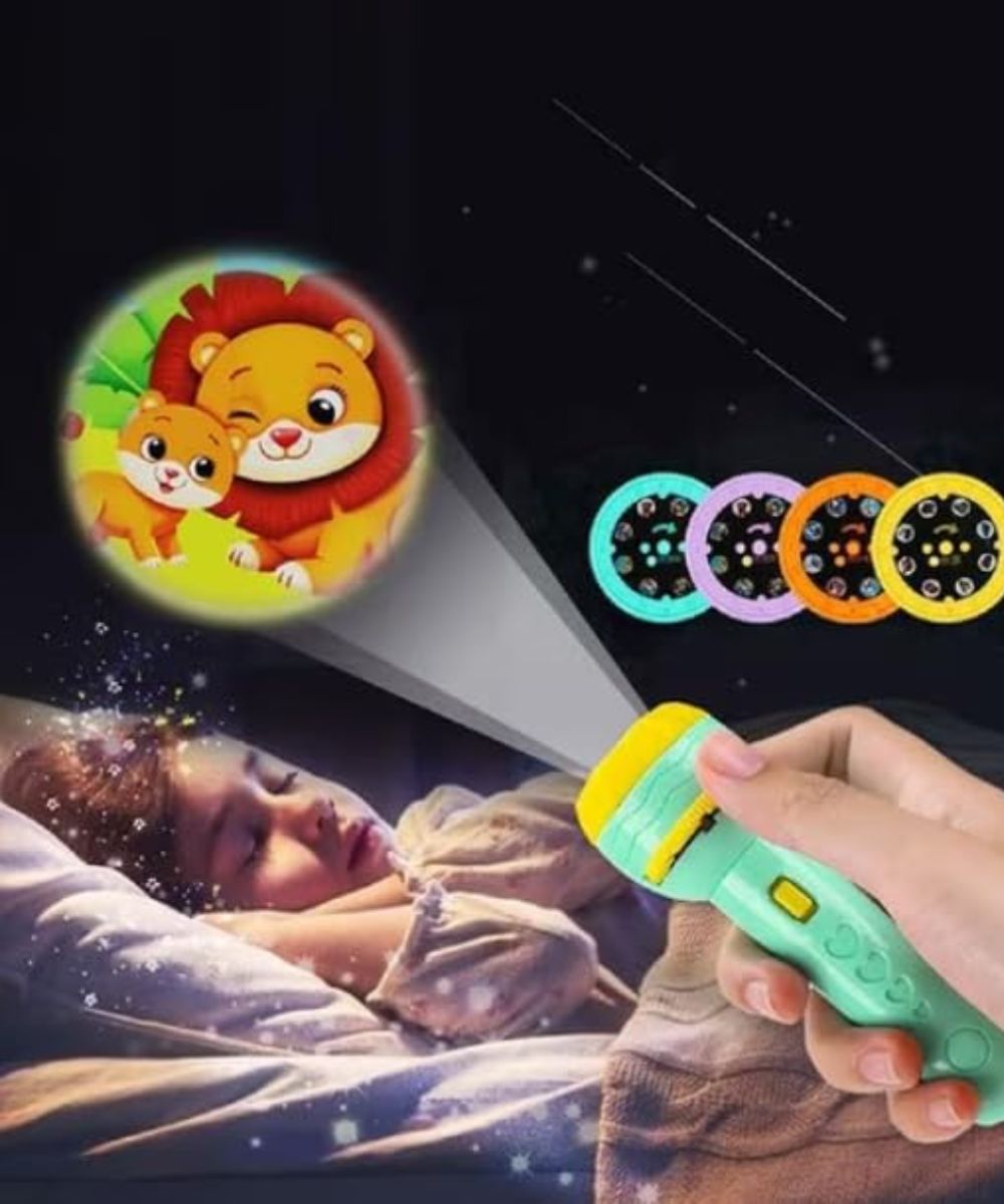 42 Toy Imagine Projector Torch for Kids Creativity Toy Children's Flashlight Projection Light Cognitive Animals Marine 1 Electric Torch with 3 Slides (24 Pictures) - Image 1