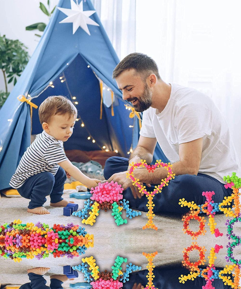 6 Educational Construction Toy Blocks for Kids in Multicolor, Colorful Star Building Blocks 200pcs - Image 1